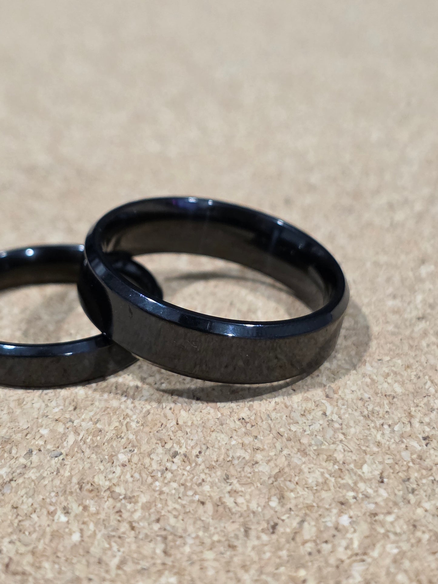 Sleek Black Stainless Steel Ring