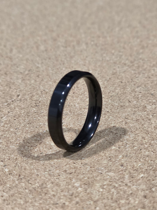 Sleek Black Stainless Steel Ring