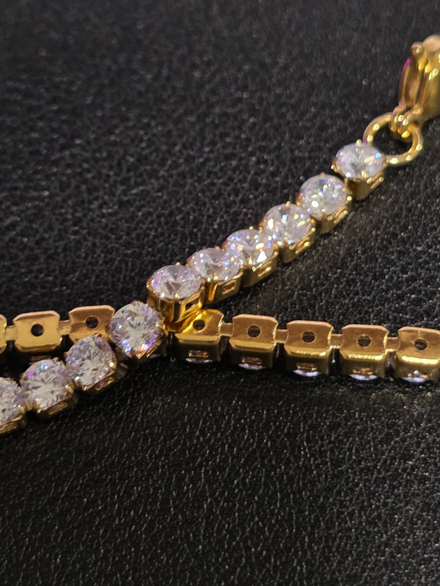 18K Gold CZ Tennis Bracelet - Stainless Stee