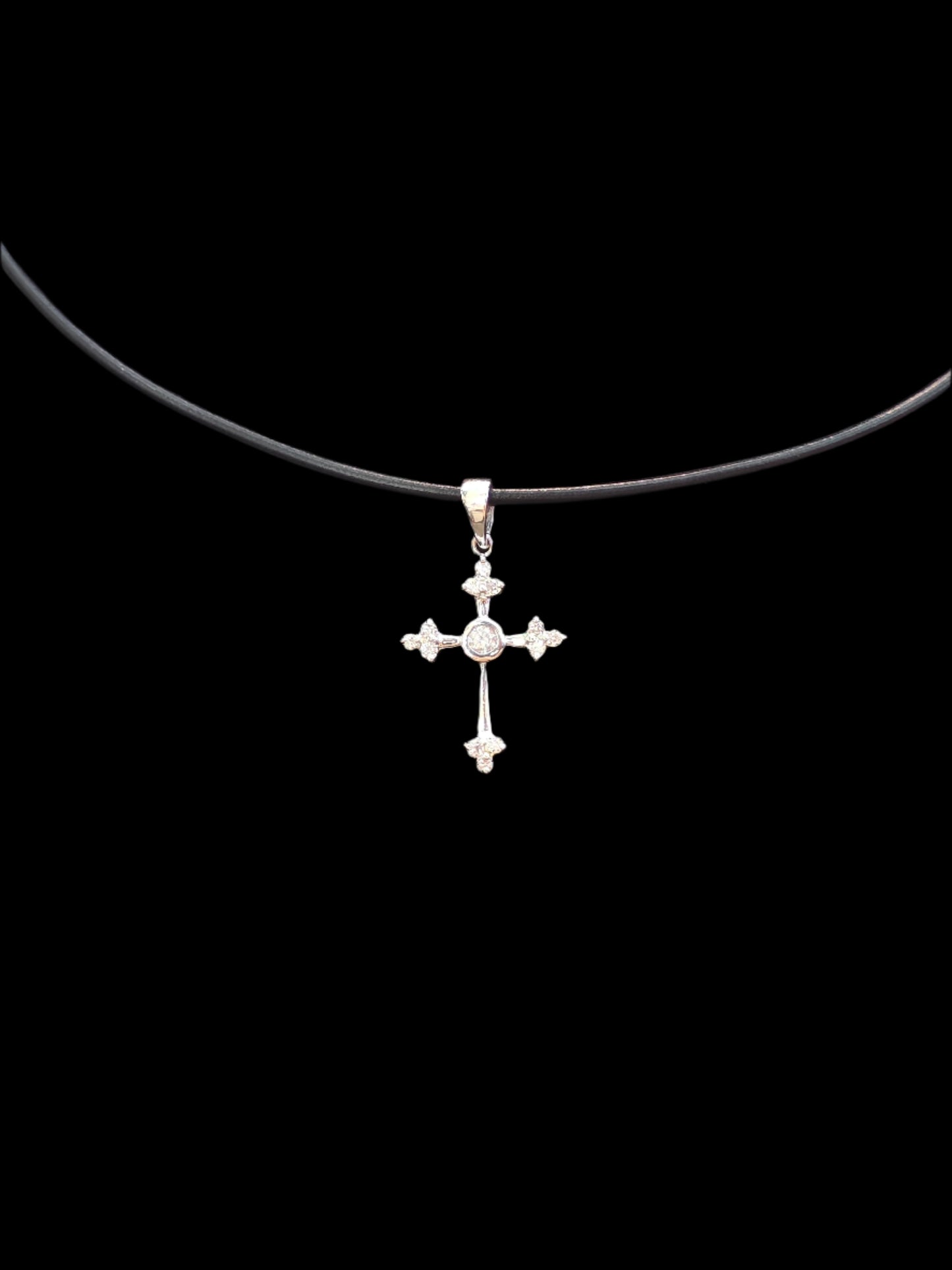 Silver Cross Pendant with Sparkling CZ Stones