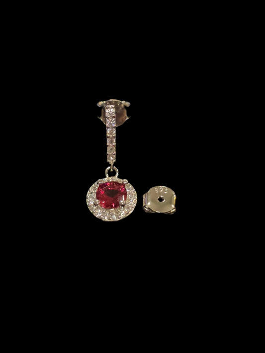 Red Cubic Zirconia Silver Earrings – Pair