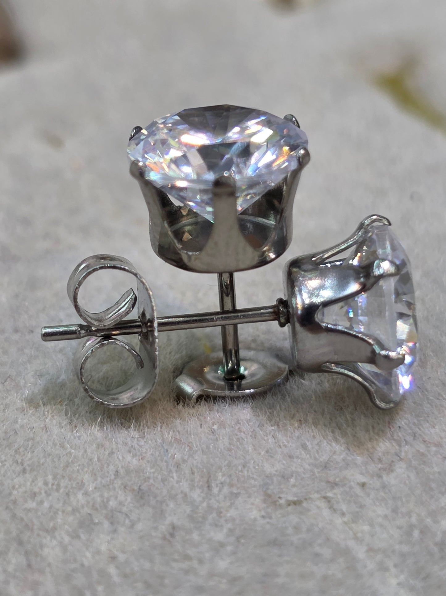 Cubic Zirconia Stud Earrings – Stainless Steel
