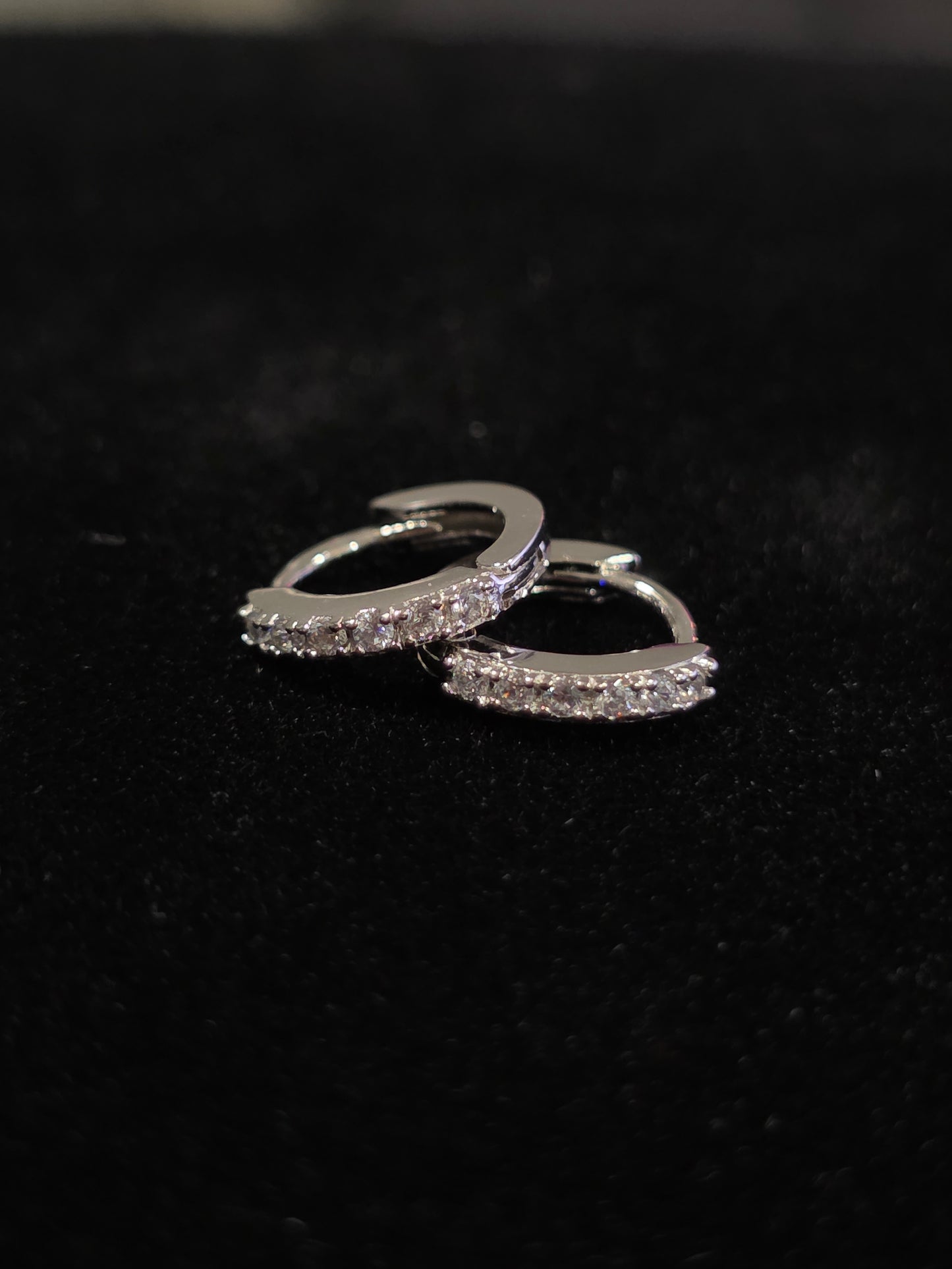 Sterling Silver CZ Hoop Earrings - Prominent Prong Setting
