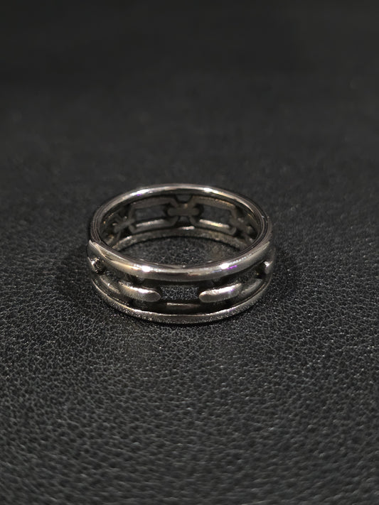Industrial Chain-Inspired Stainless Steel Ring