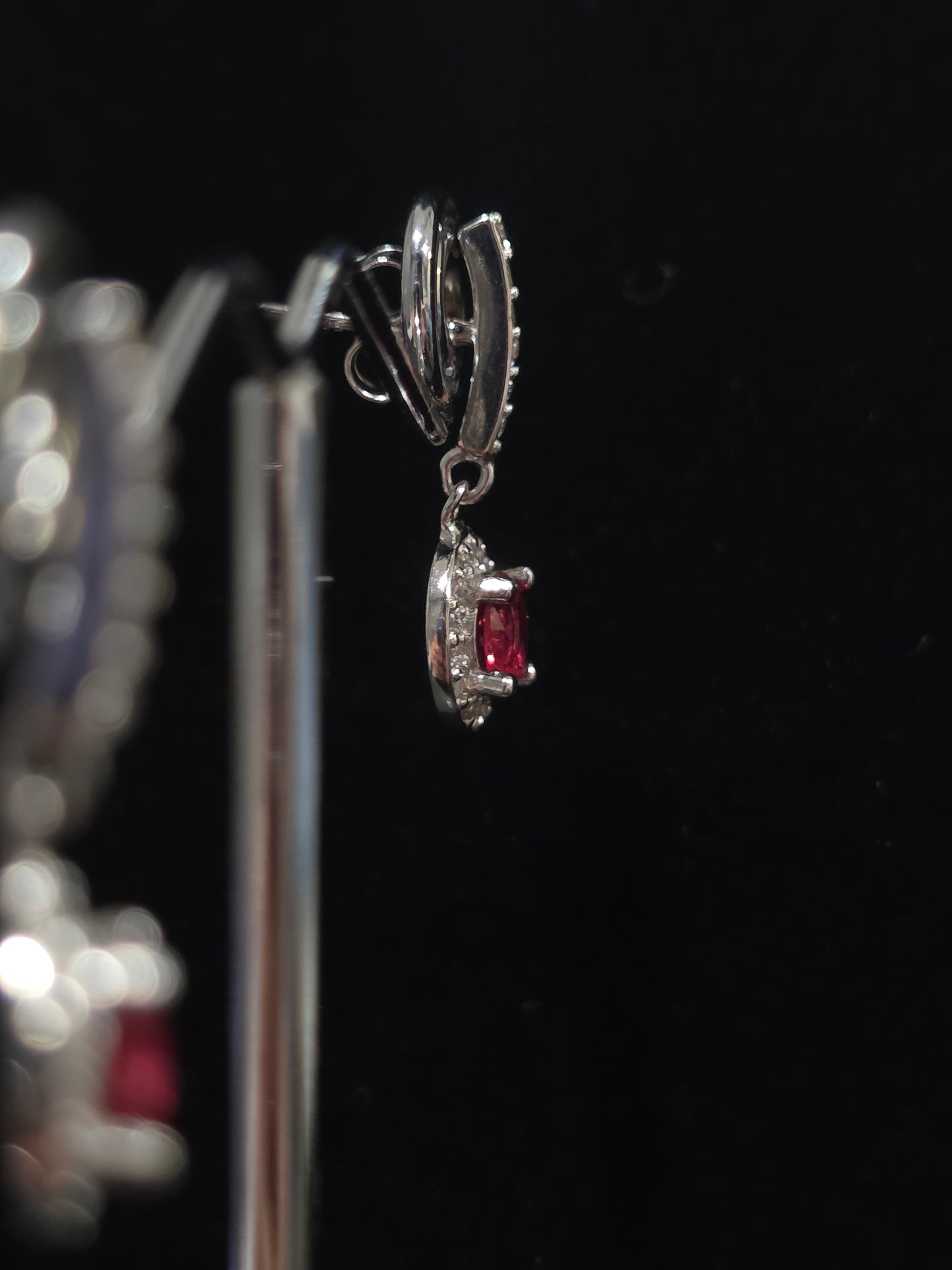 Red Cubic Zirconia Silver Earrings – Pair