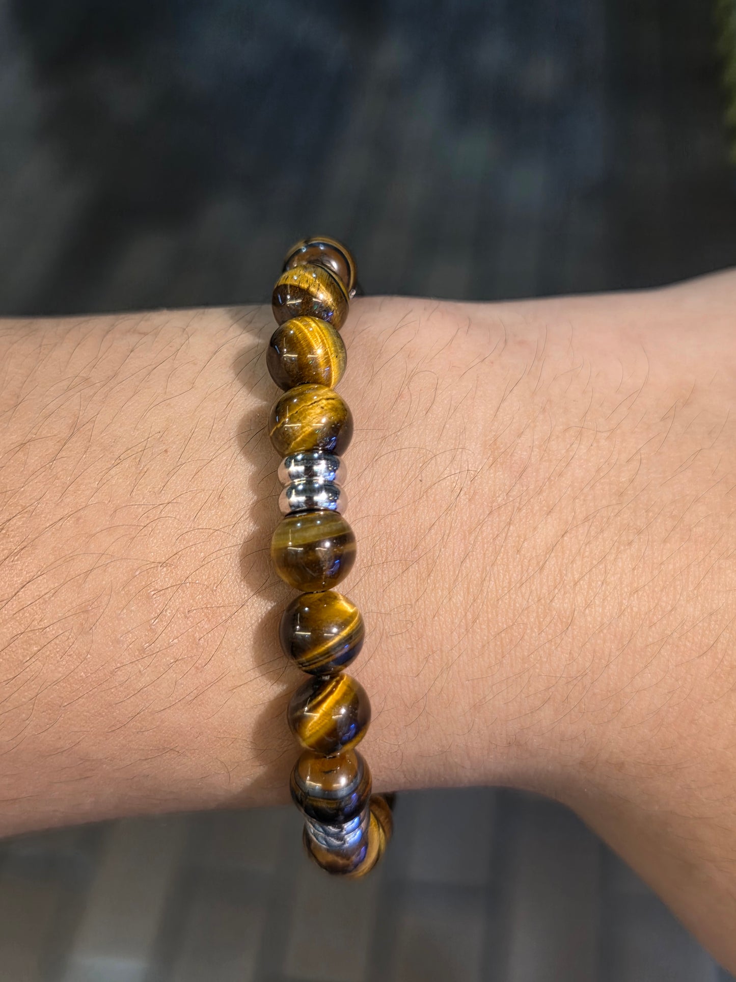 Tiger Eye Stone Beaded Bracelet with Adjustable Clasp