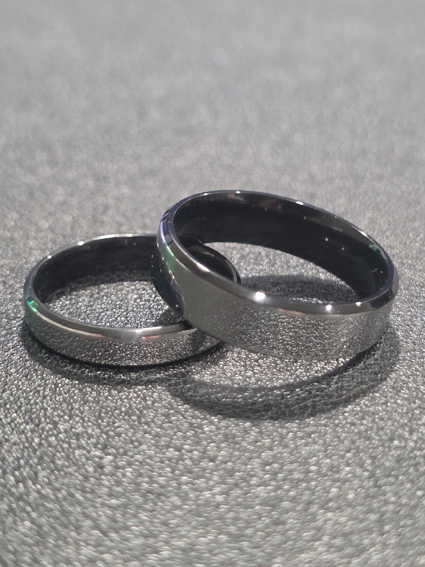 Stainless Steel Sleek Black Inner - Couple Ring