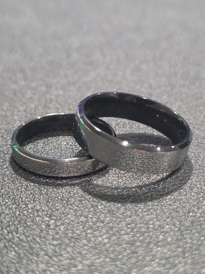 Stainless Steel Sleek Black Inner - Couple Ring