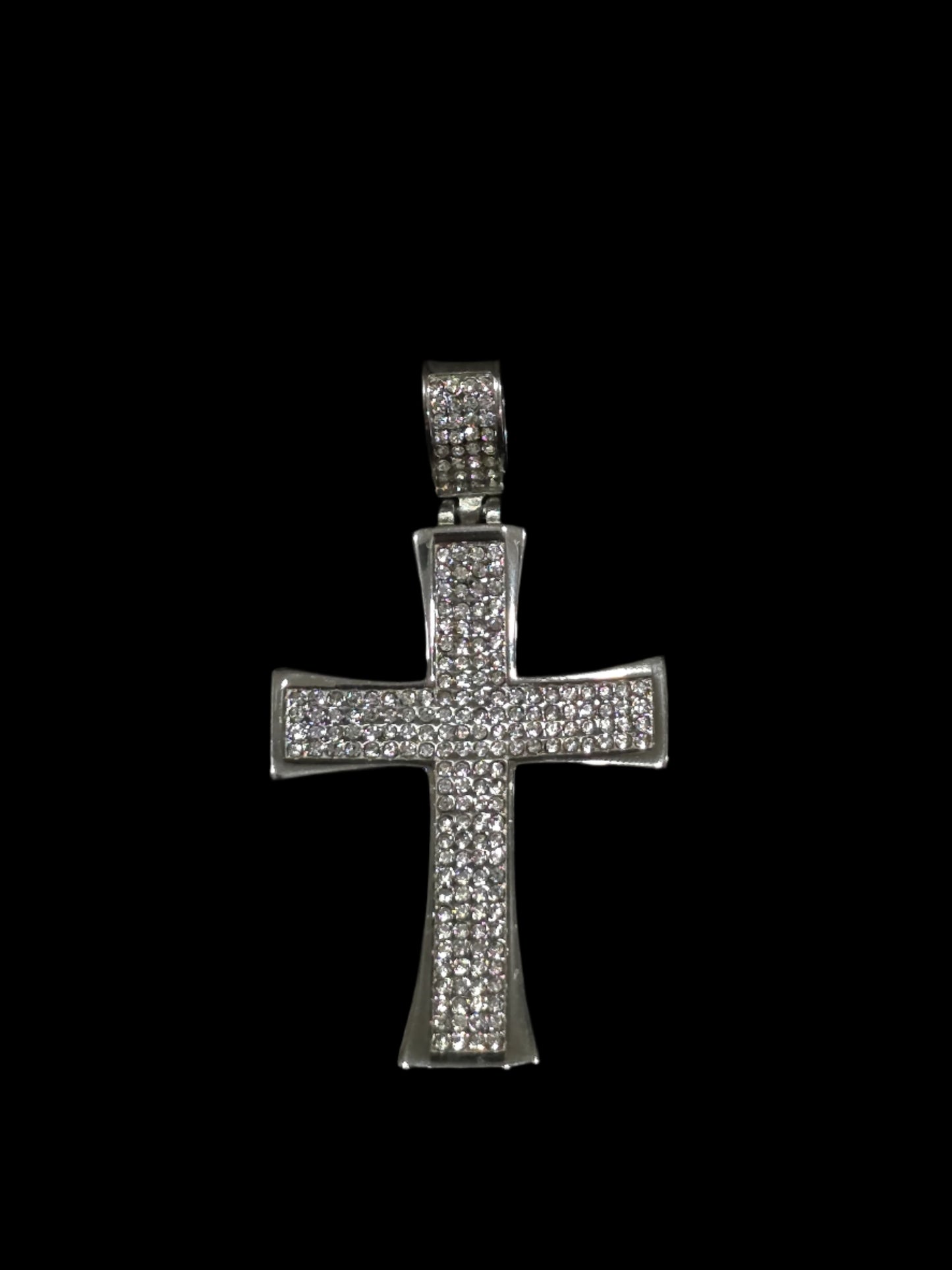 Stainless Steel Cross Pendant with CZ Stones – Bold & Brilliant Symbol of Faith