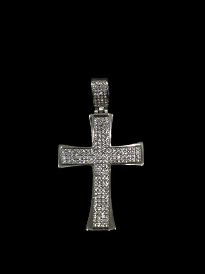 Stainless Steel Cross Pendant with CZ Stones – Bold & Brilliant Symbol of Faith