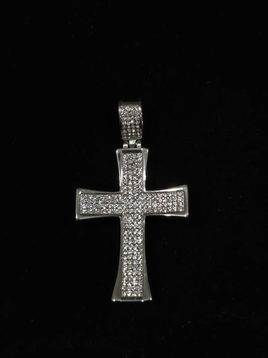 Stainless Steel Cross Pendant with CZ Stones – Bold & Brilliant Symbol of Faith