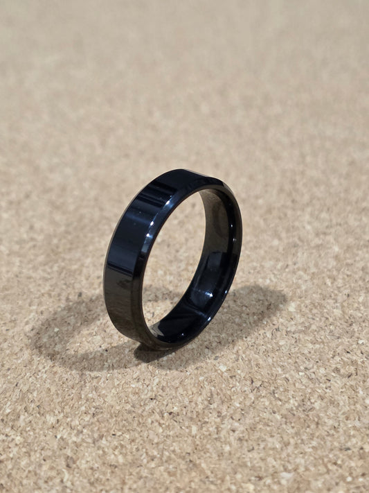 Sleek Black Stainless Steel Ring
