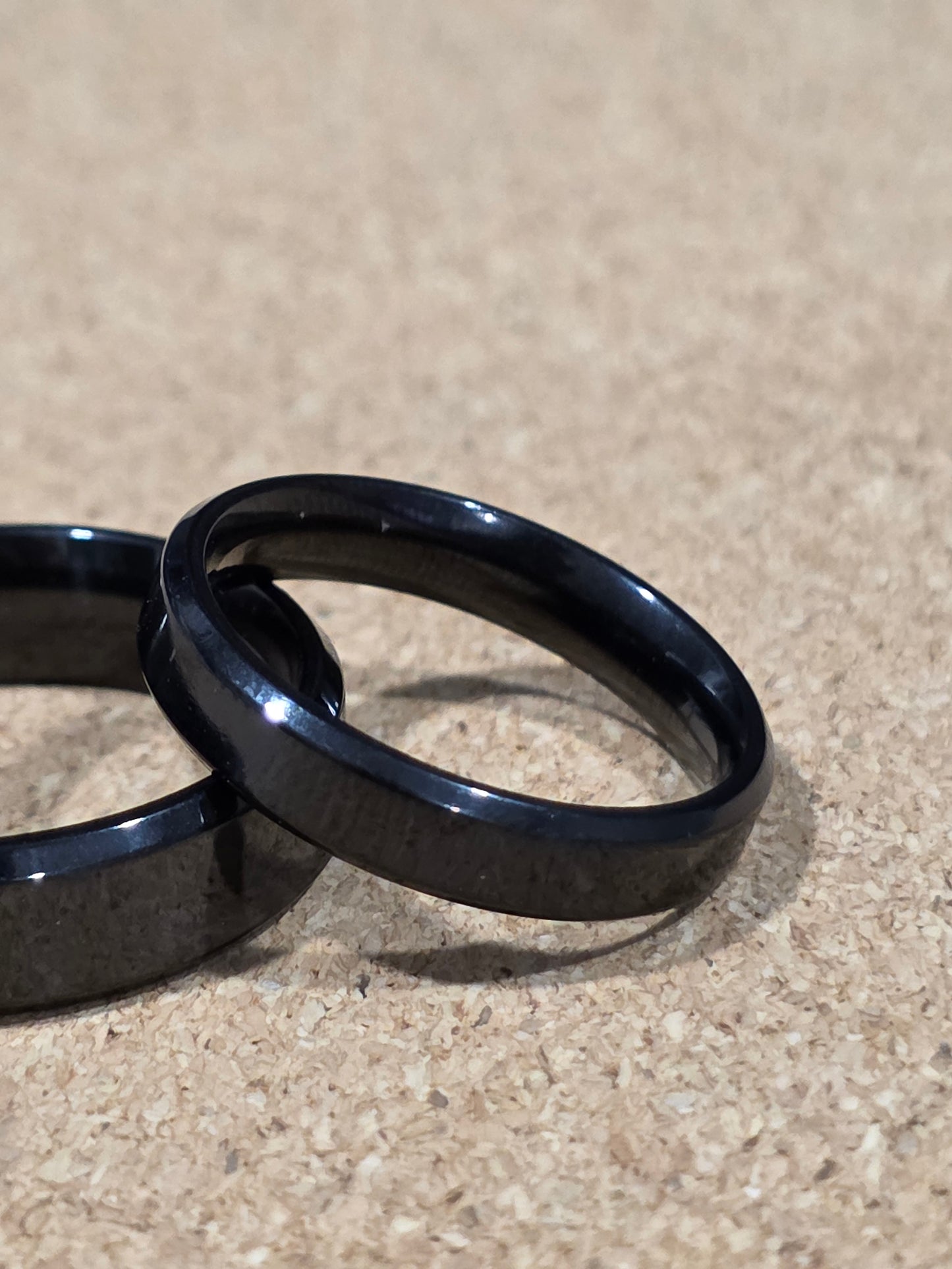 Sleek Black Stainless Steel Ring