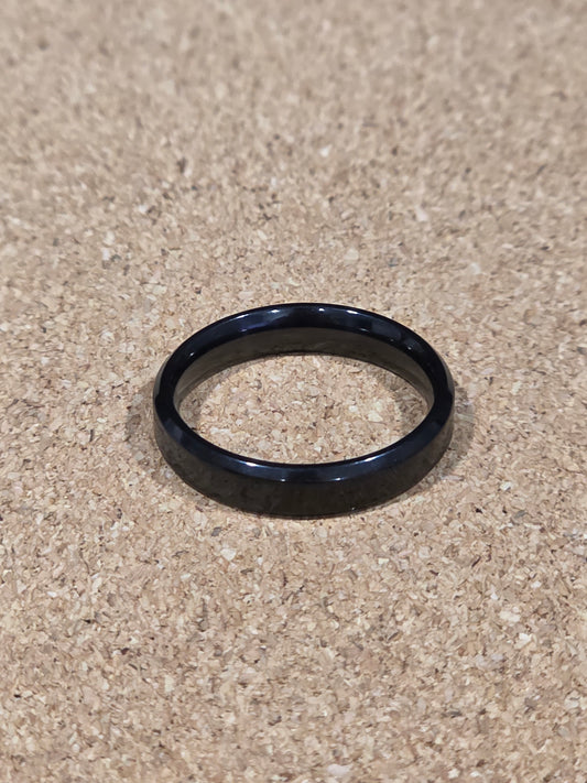 Sleek Black Stainless Steel Ring