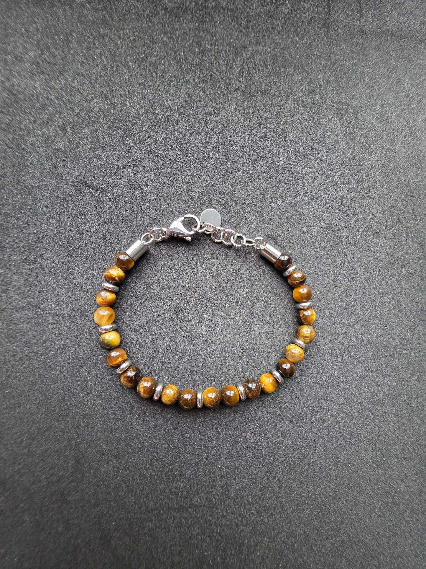Tiger Eye Stone Beaded Bracelet with Adjustable Clasp