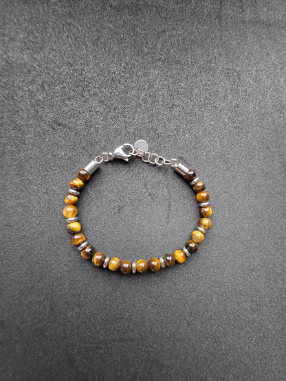 Tiger Eye Stone Beaded Bracelet with Adjustable Clasp