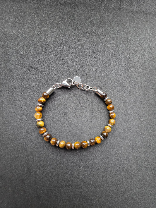 Tiger Eye Stone Beaded Bracelet with Adjustable Clasp