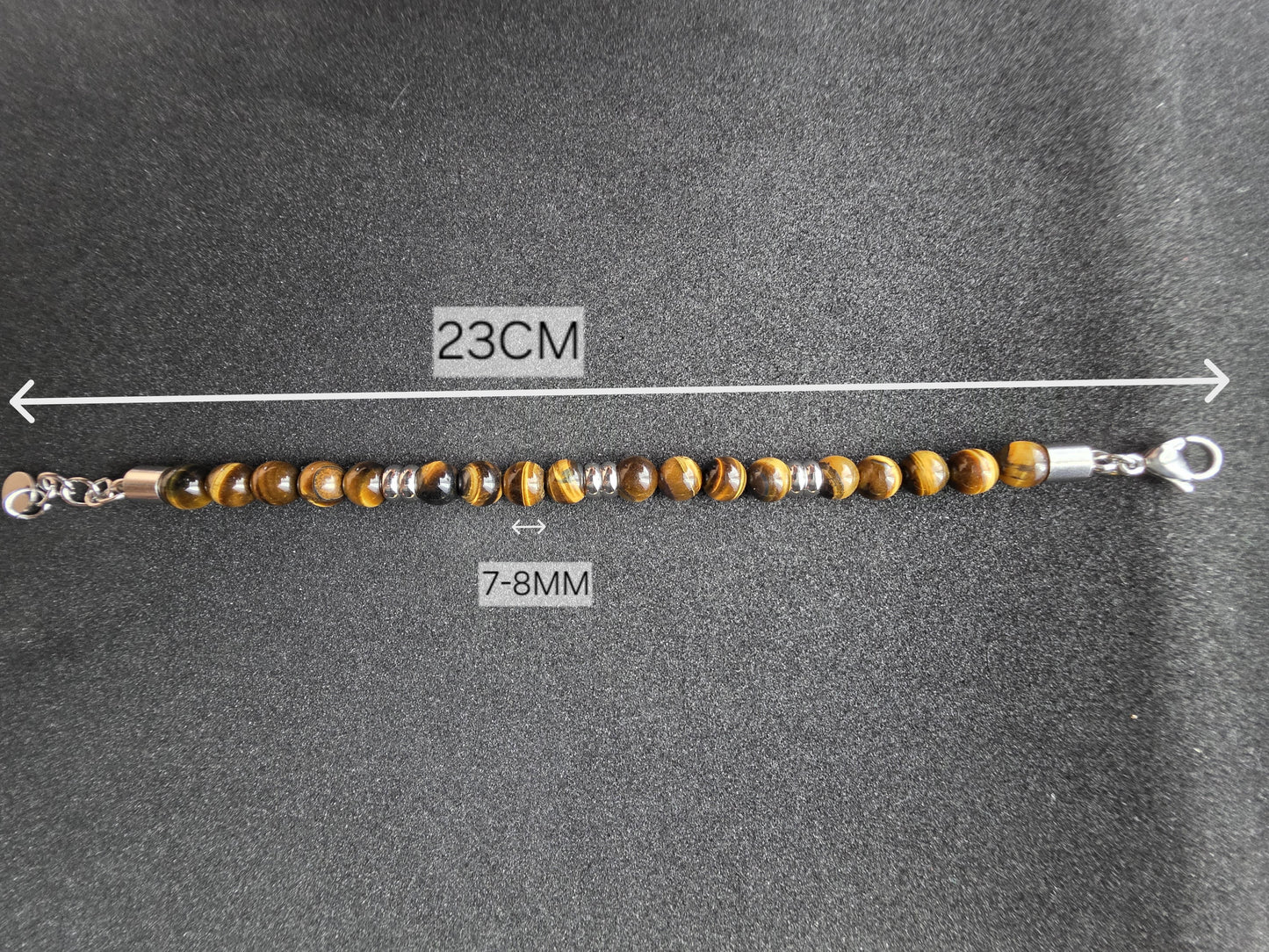 Tiger Eye Stone Beaded Bracelet with Adjustable Clasp