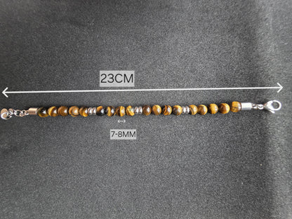 Tiger Eye Stone Beaded Bracelet with Adjustable Clasp