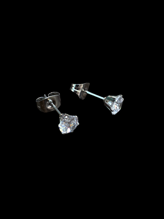 Cubic Zirconia Stud Earrings – Stainless Steel