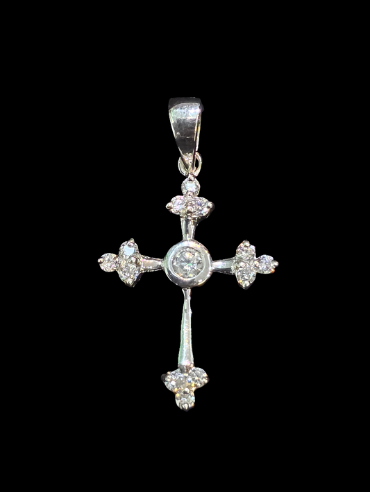 Silver Cross Pendant with Sparkling CZ Stones