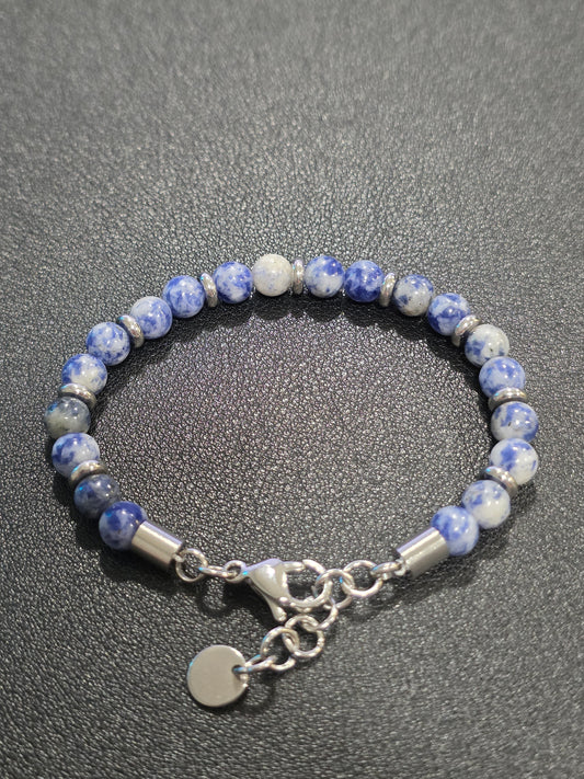 Lapis Lazuli Gemstone Bracelet – Adjustable with Stainless Steel Clasp