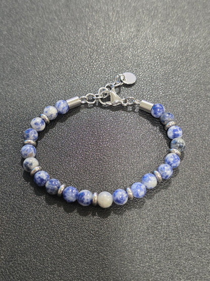 Lapis Lazuli Gemstone Bracelet – Adjustable with Stainless Steel Clasp