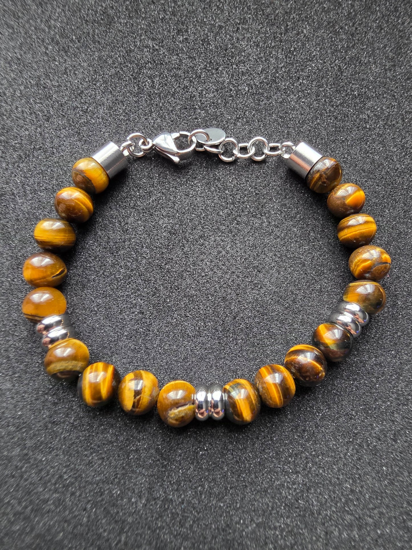 Tiger Eye Stone Beaded Bracelet with Adjustable Clasp
