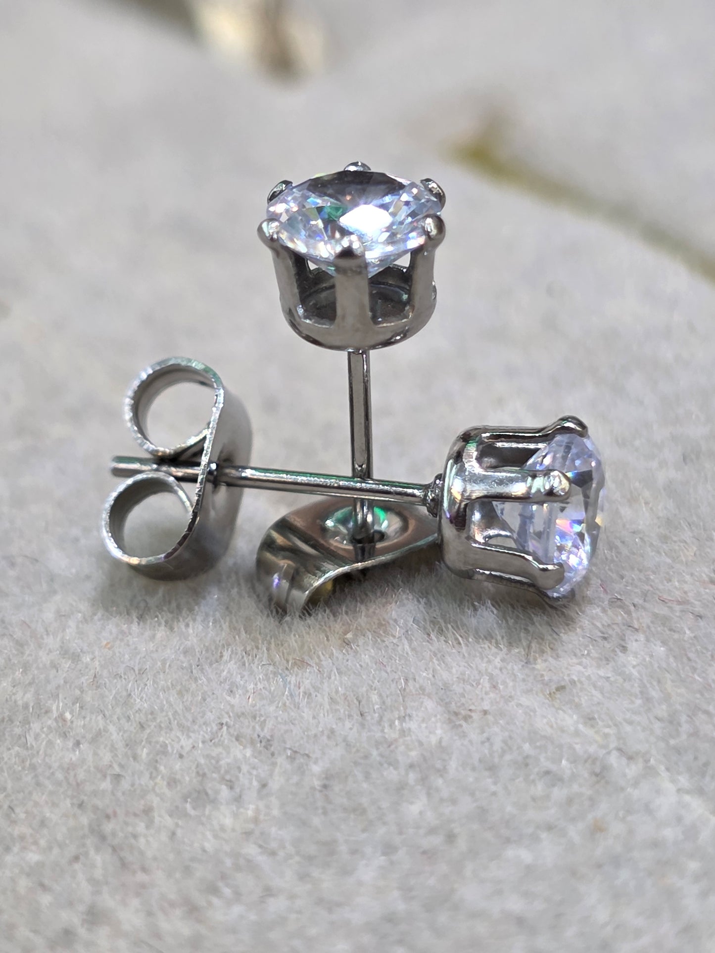 Cubic Zirconia Stud Earrings – Stainless Steel