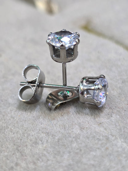 Cubic Zirconia Stud Earrings – Stainless Steel