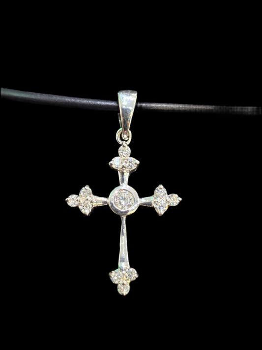Silver Cross Pendant with Sparkling CZ Stones