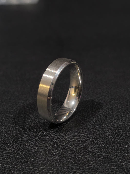 Plain Brushed Stainless Steel Ring – Men's Classic Flat Edge Band