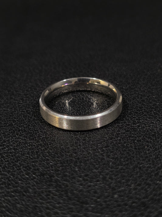 Plain Brushed Stainless Steel Ring – Woman's Classic Flat Edge Band