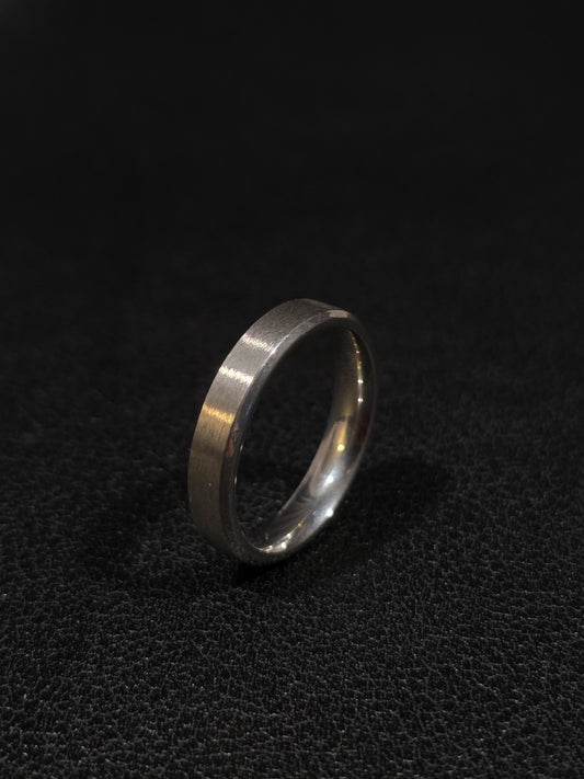 Plain Brushed Stainless Steel Ring – Woman's Classic Flat Edge Band