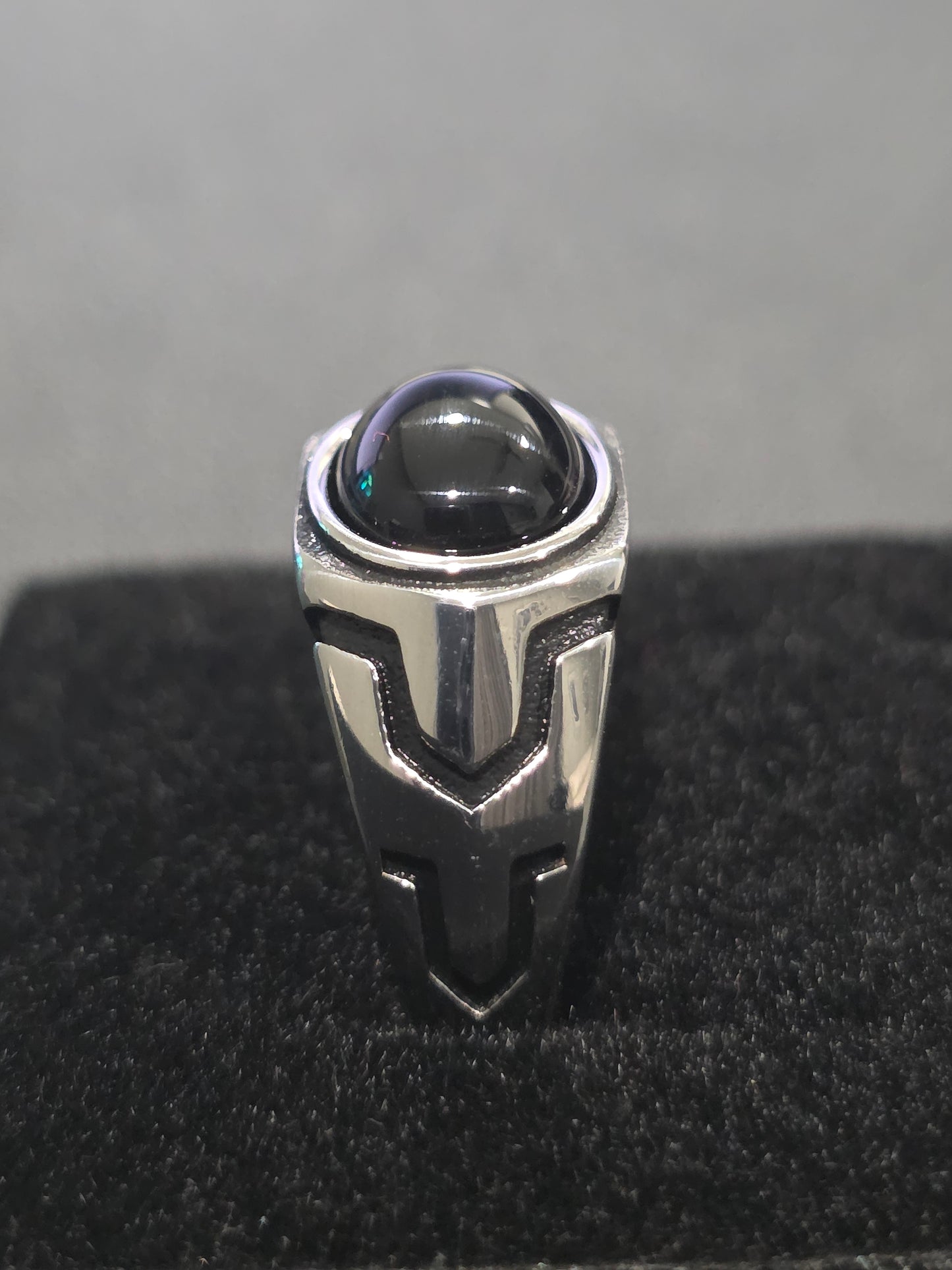 Black Onyx-Inspired Statement Ring – Stainless Steel