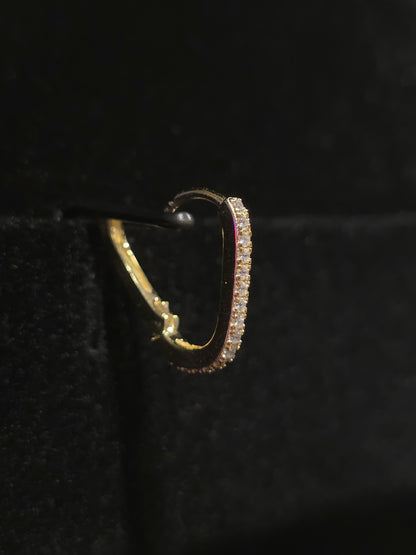 The Golden Silver Hoop Earrings with Cubic Zirconia