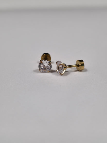 Golden Diamond Earrings - Screw