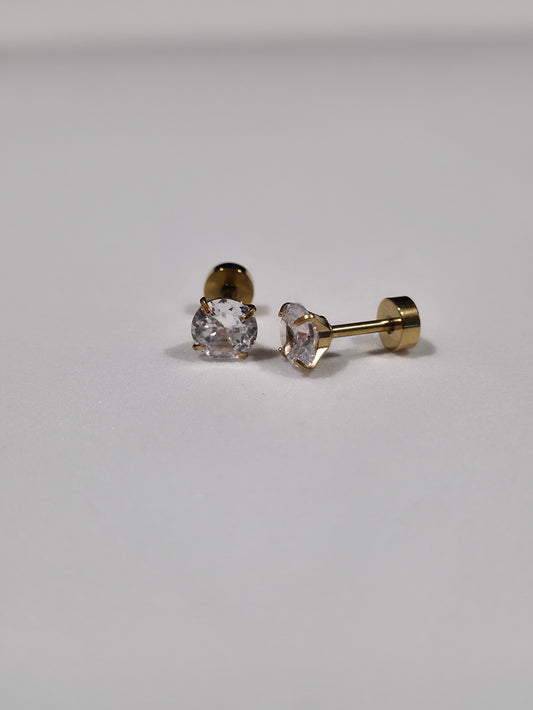 Golden Diamond Earrings - Screw
