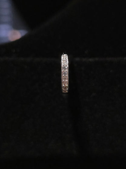 Classic Sterling Silver Cubic Zirconia Huggie Hoop Earrings