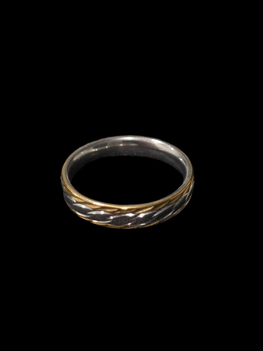 Gold Plated Tone Engraved Band Ring - Woman