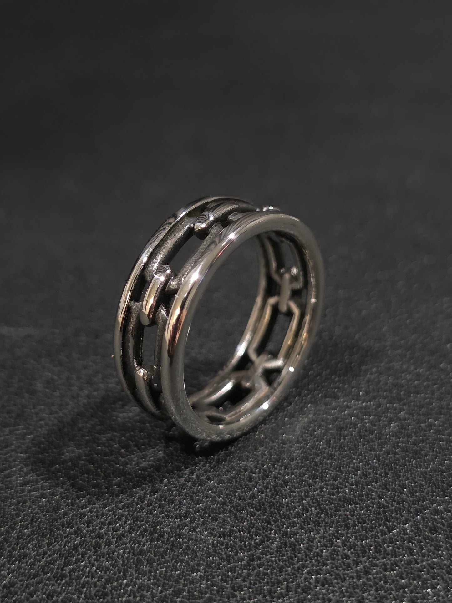 Industrial Chain-Inspired Stainless Steel Ring