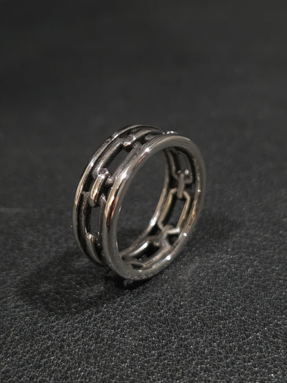 Industrial Chain-Inspired Stainless Steel Ring