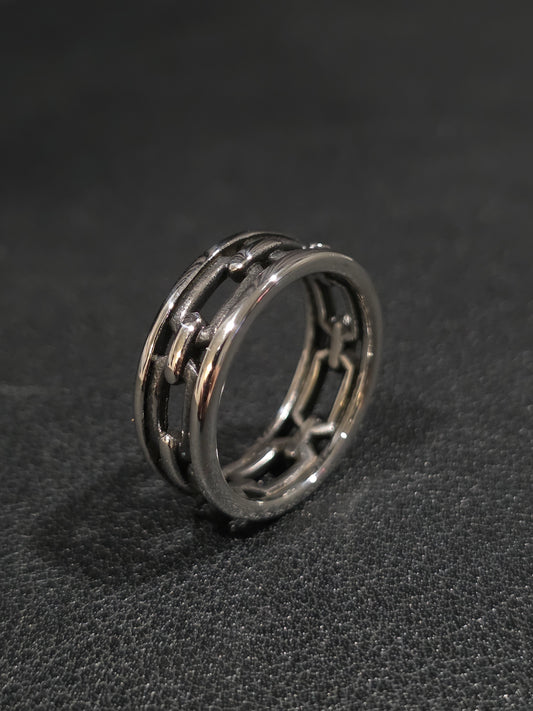 Industrial Chain-Inspired Stainless Steel Ring
