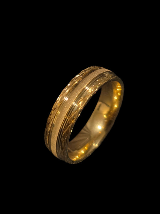 Gold-Tone Ring with Reflective Center Band - Men