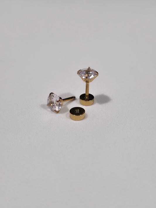 Golden Diamond Earrings - Screw