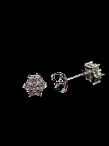 Silver Star Earrings with Cubic Zirconia – Pair