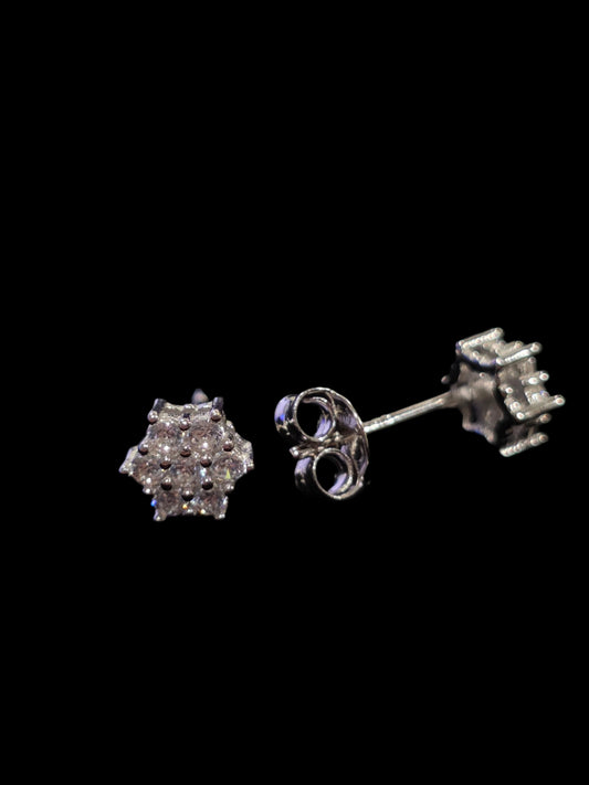 Silver Star Earrings with Cubic Zirconia – Pair