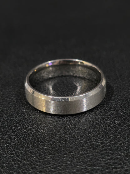 Plain Brushed Stainless Steel Ring – Men's Classic Flat Edge Band