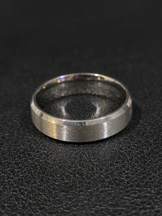 Plain Brushed Stainless Steel Ring – Men's Classic Flat Edge Band