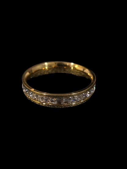 Golden Ring with Full CZ Inlay – Elegant Channel-Set Band